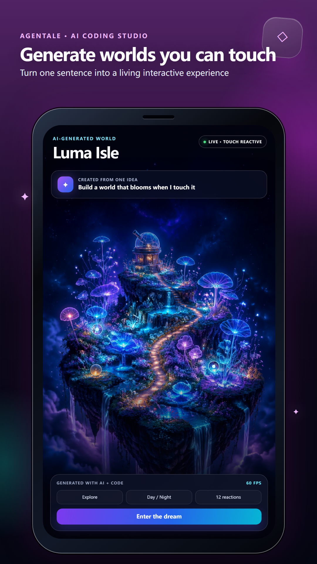 Luma Isle, an AI-generated touch-reactive dream world