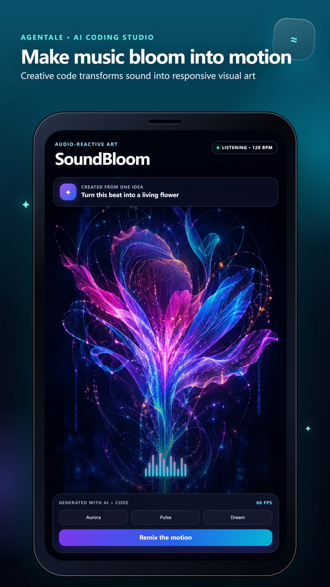 SoundBloom, music transformed into responsive generative art